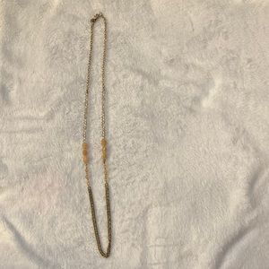 LOFT Long Strand Clear and Pink Gem Necklace